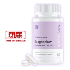 Bettervits Magnesium Glycinate Complex Citrate, Zinc & Vitamin-D3 60 Caps UK