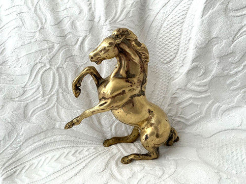 Vintage solid brass rearing - solid,