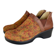 Floral ALEGRIA booties 39 9 pull-on genuine leather pink red brown ankle boots