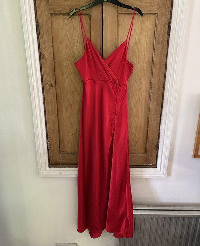 Zara red maxi slip dress - red,