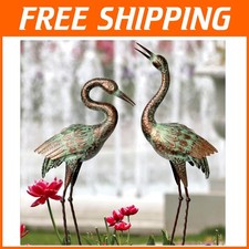 Vivid Metal Heron Statues for