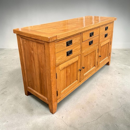 Heavy solid oak sideboard - oak, 4