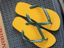 HAVAIANAS - BRASIL LOGO FLIP FLOPS SANDALS - SIZE UK 6 / 7 - BLUE