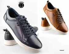 Mens Leather Casual Smart Walking Lace Up Comfort Leisure Trainers Shoes Size