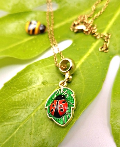 Ladybird leaf charm - ladybird,