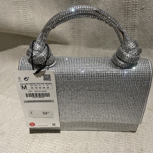 Zara rhinestoned bag silver - zara,