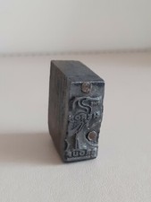 Vintage 2.5cm Metal Wood HERON GROUP Logo Ronson Printing Press Seal Block