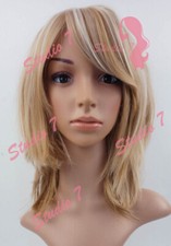 studio7-uk Blonde Auburn Wavy Curly Straight Medium Length Synthetic Full Wig 