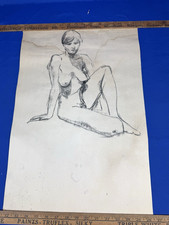 Vintage Charcoal Female Nude