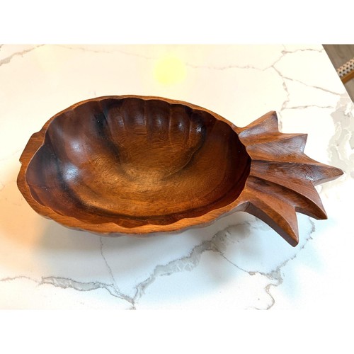 Vintage carved monkey pod wood - carved,