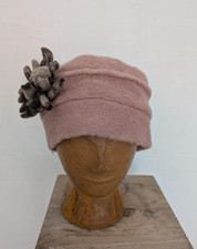 La fenice Italy Wool Blend pink  Flower Pillbox 20s vibe Hat Women’s One Size ..