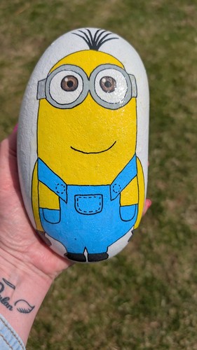 Hand painted pebble - hand, large