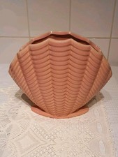 Ceramic Scalloped Shell Pink Glazed Mantle Vase Vintage Art Deco Style 19 cm