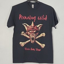RUNNING WILD Under Jolly Roger L LARGE Official T-Shirt Black Mens Band Logo