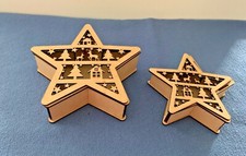 Wooden MDF Star  Boxes Craft Blanks Christmas Chocolates Sweets Gifts 2 sizes