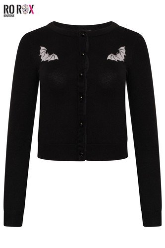 Gothic bat embroidered knit - embroidered,