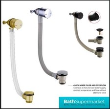 Bath Waste Chrome Black Clicker Fill Bath Filler With Water From Waste-FREEFLOW-