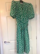 1980's St Michael Classy Sheeny Dress Beautiful Green Pattern Pristine Condition