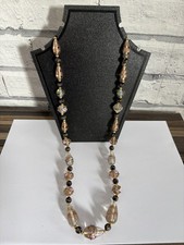 VINTAGE BLACK - GOLD AND CLEAR WEDDING CAKE NECKLACE ( Murano Venetian beads).