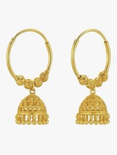 Traditonal Bollywood Big Gold Plated Hoop Indian Jhumka Earrings Bridal Jewelry