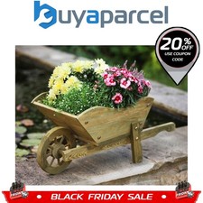 Smart Garden Wooden Wheelbarrow Flower Planter Tan Ornament 5020030
