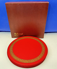 Cardinal Red Table Mats  MARLBOROUGH Set x 6 Round Boxed 9" Diameter