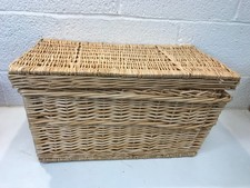 Large Wicker Basket Storage Chest Light 24" x 13.5" x 13" VGC