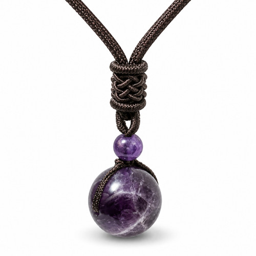 Amethyst ball pendant necklace - pendant,