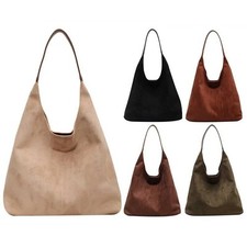 Suede Tote Bag with Compartments Hobo Slouch Bag Handbags
