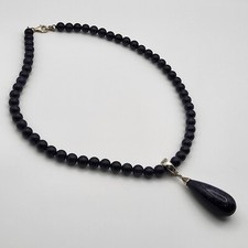 Whitney Kelly Blue Sandstone Sterling Silver Bead Necklace With Droplet Enhancer