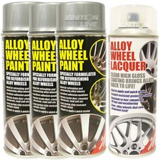 3 x E-TECH Alloy Wheel Paint Metallic Silver 400ml + Alloy Wheel Lacquer 400ml