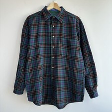 Pendleton Pure Virgin Wool Checked Shirt Mens Size LARGE Navy Red Green Plaid