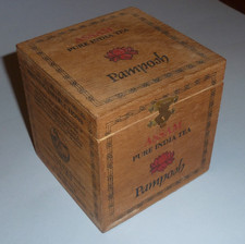 Vintage Wooden Pamposh ASSAM PURE INDIA TEA Box / Caddy