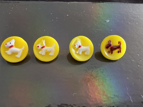 Yellow scottie dog buttons set - dog,
