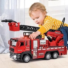 1/32 Fire Engine Toy with Sound, Light, Pull Back & Ladder - Rescue Vehicle
