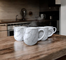 Set of 4 Marble Effect Tea Coffee Mugs Cups Kitchenware Mug Gift Hot Drink