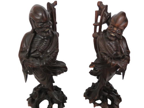 Pair oriental carved - pair, of