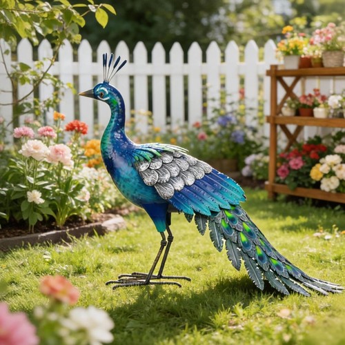 Chisheen metal peacock - metal, statue