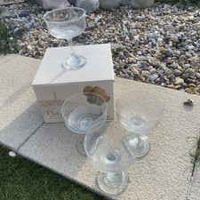 Italian Style Piazza 4 Dessert Glass Dishes Spiral Stems  15CM Tall 11cm Wide