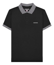 Lambretta Mens Black Classic Two Tone Retro Mod Ska Casual Polo Shirt