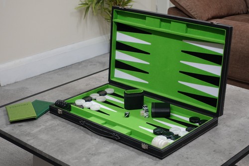 Lime green leather - leather, backgammon