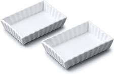 Fluted porcelain flan dish - flan,