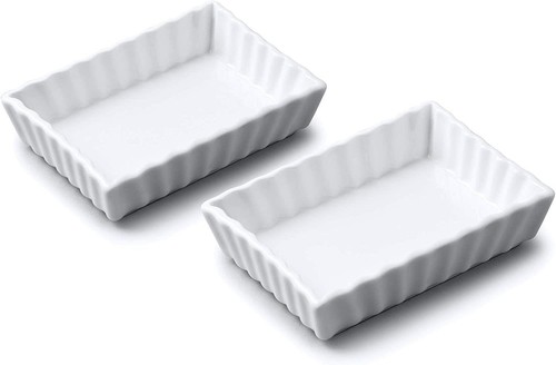 Fluted porcelain flan dish - flan,