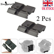 2x Snap in Rail Adapters 11mm Dovetail to 20mm Weaver Picatinny Converter Mount