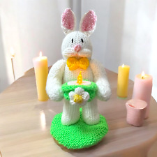 KNITTING PATTERN - Easter Bunny Rabbit inspired Tea Light Holder 23 cms tall