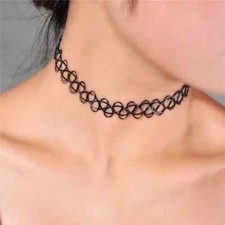 Tattoo Choker Stretch Necklace New Black Retro Henna Vintage Elastic Original90s