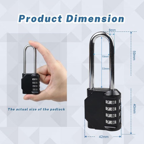 Padlock combination long - padlock, /