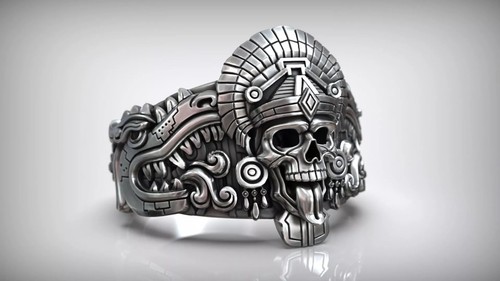 Oxidized aztec skull snake - aztec,