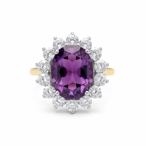 18ct gold large amethyst ring - gold,