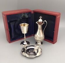3 PIECE VICTORIAN CASED TRAVEL COMMUNION SET OF SMALL PROPORTIONS IHS DETAIL